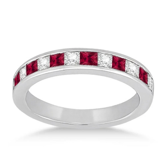Attractive 925 Silver Plated Red Cubic Zirconia Couple Ring, FB16FA1083 - Picture 2 of 3